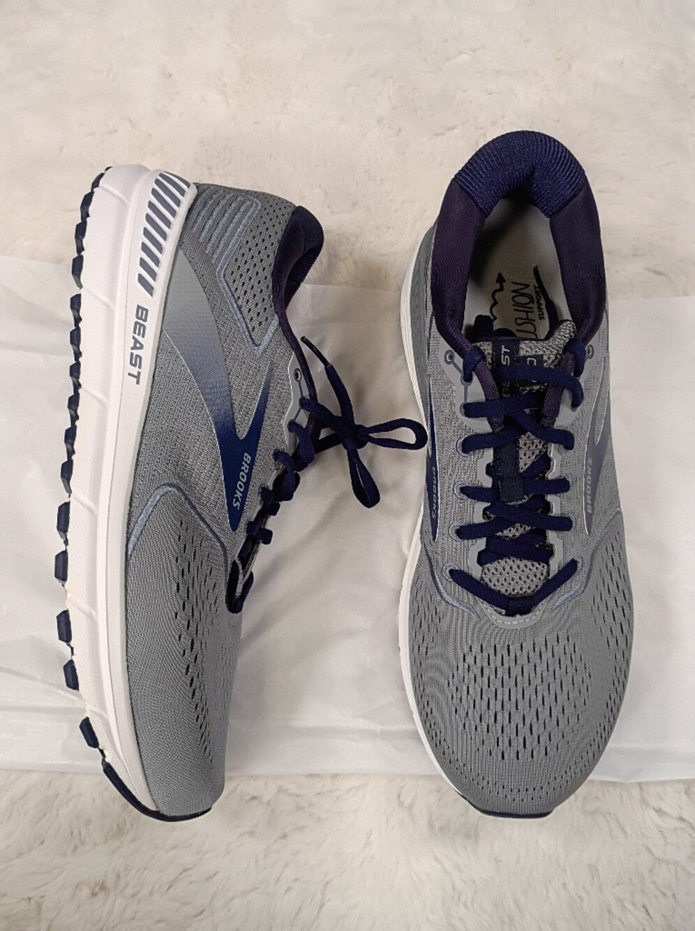 Brooks Beast '20 Men's Running Shoes - Grey & Navy Blue Size 11.5